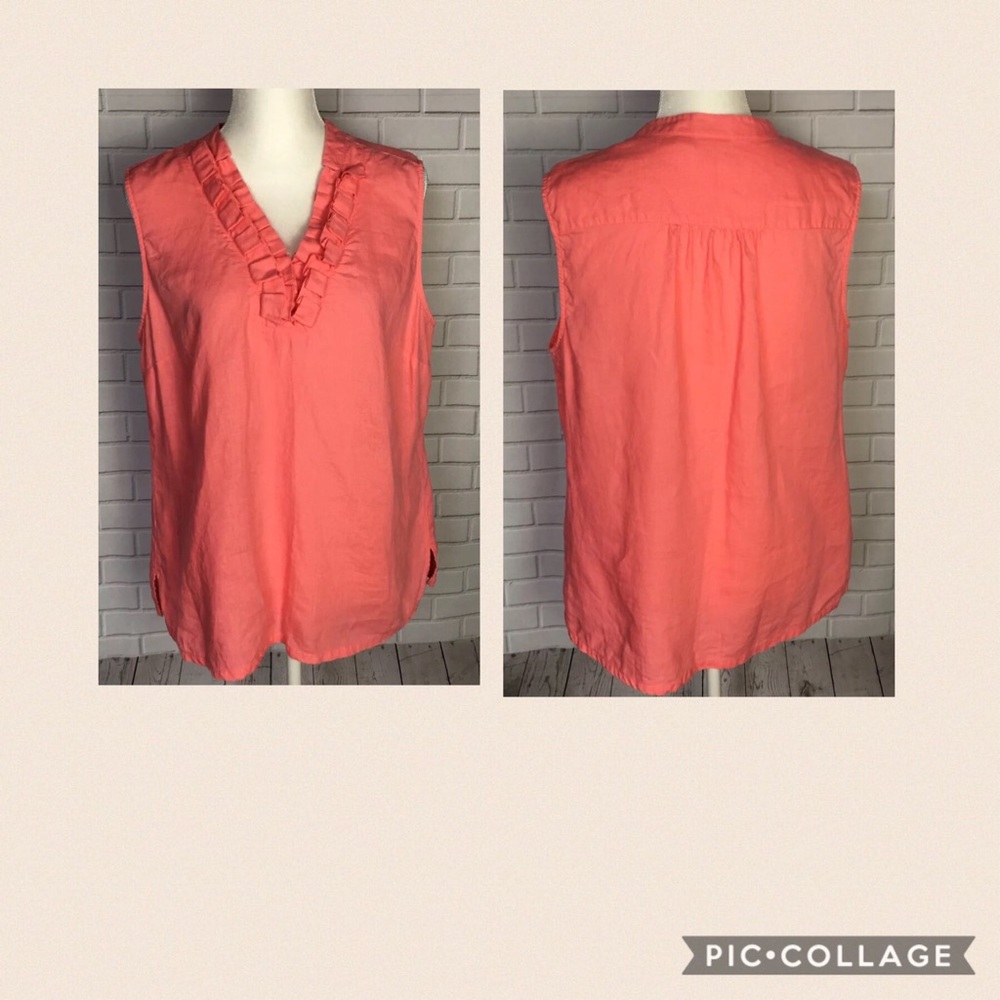 Kim Rogers Womens Top Size XL 100% Linen Pink